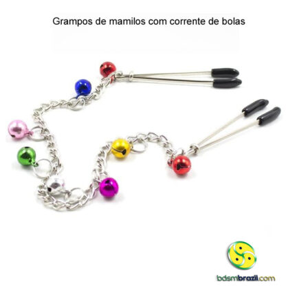 Grampos de mamilos com corrente de bolas