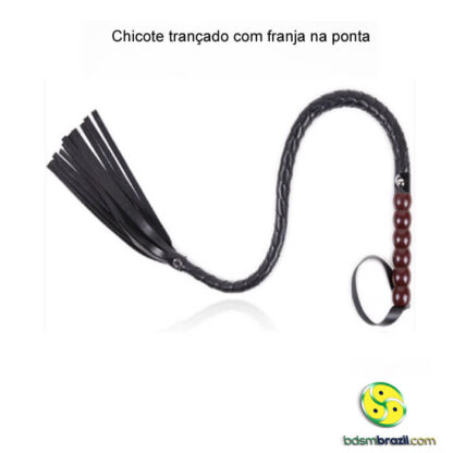 Chicote de couro preto 60cm - Image 4