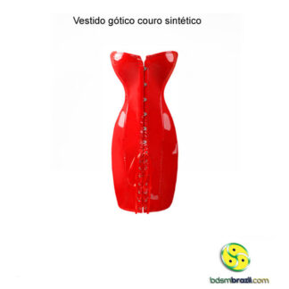 Vestido gótico couro sintético vermelho