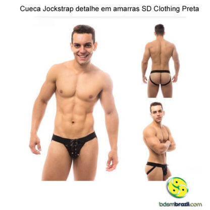 Cueca Jockstrap detalhe em amarras SD Clothing Preta