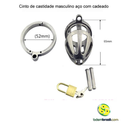 Cinto de castidade masculino aço com cadeado - Image 3