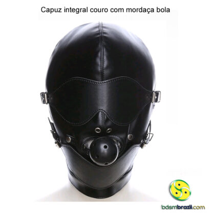 Capuz integral couro com mordaça bola