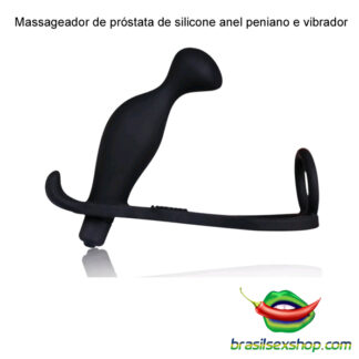 Massageador de próstata de silicone anel peniano e vibrador