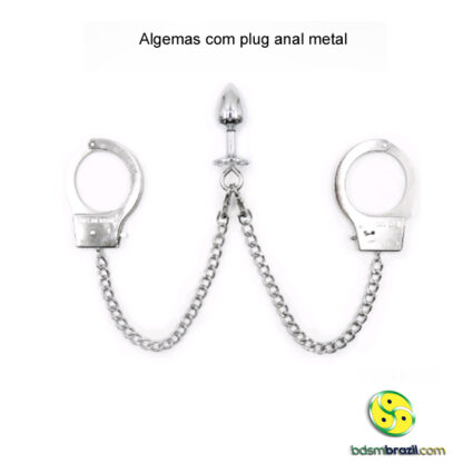 Algemas com plug anal metal