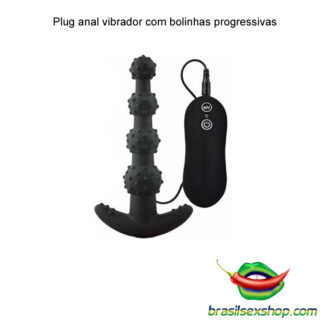 Plug anal vibrador com bolinhas progressivas