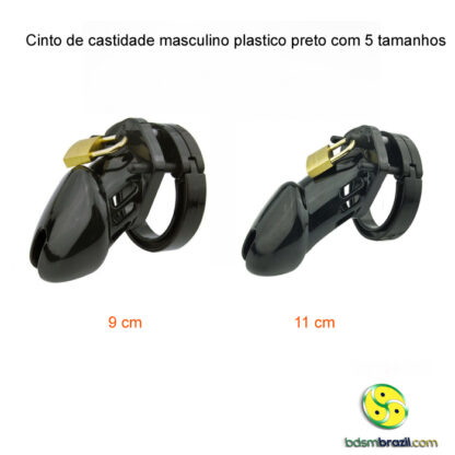 Cinto de castidade masculino plastico preto com 5 tamanhos