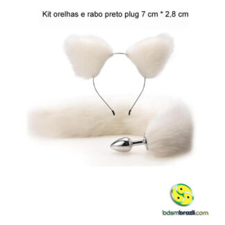 Kit orelhas e rabo branco plug 7 cm * 2,8 cm