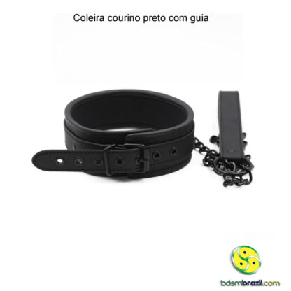 Coleira courino preto com guia - Image 2