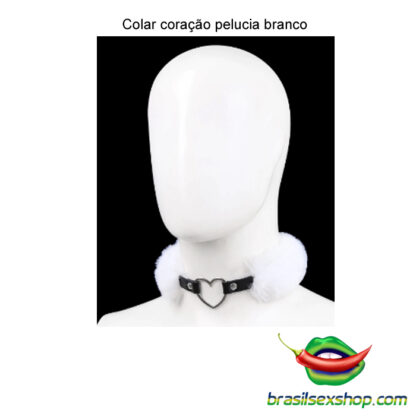 Colar coração pelucia branco - Image 2