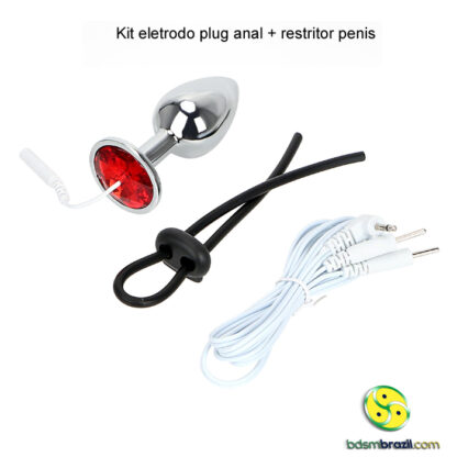 Kit eletrodo plug anal + restritor penis