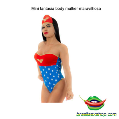 Mini fantasia body mulher maravilhosa