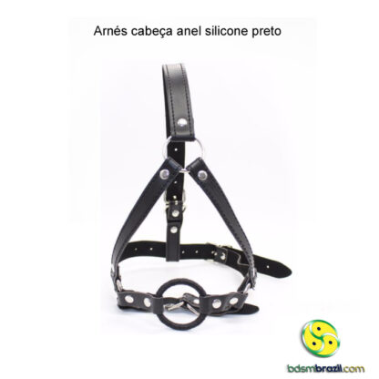 Arnés cabeça anel metal preto