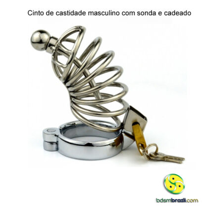 Cinto de castidade masculino com sonda e cadeado