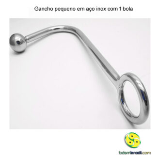 Gancho pequeno em aço inox com 1 bola