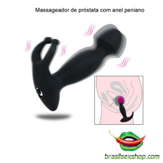 Massageador de próstata com anel peniano