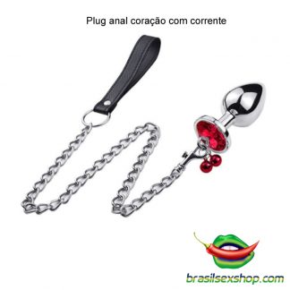 Plug anal coração com corrente