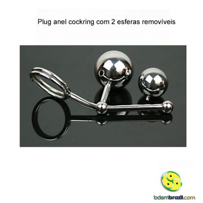 Plug anel cockring com 2 esferas removíveis