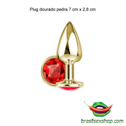 Plug dourado pedra 7 cm x 2,8 cm - Image 2