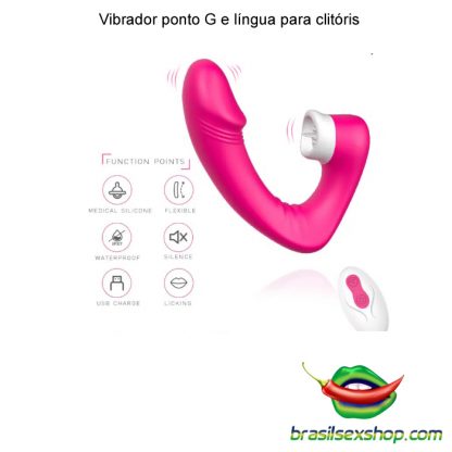 Vibrador ponto G e língua para clitóris