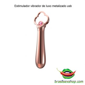 Estimulador vibrador de luxo metalizado usb