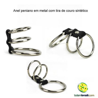 Anel peniano em metal com tira de couro sintético - Image 3