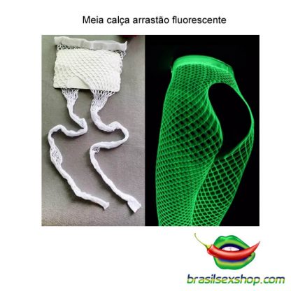 Meia calça arrastão fluorescente