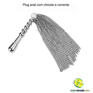 Plug anal com chicote e corrente