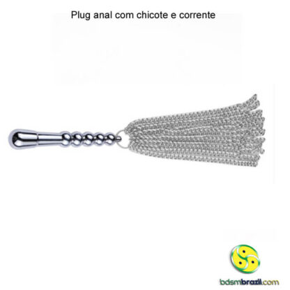 Plug anal com chicote e corrente