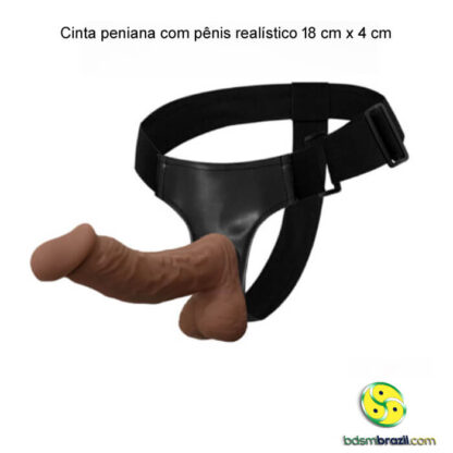 Cinta peniana com pênis realístico 18 cm x 4 cm