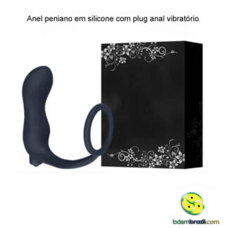 Anel peniano em silicone com plug anal vibratório