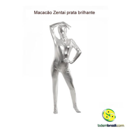 Macacão Zentai prata brilhante - Image 4