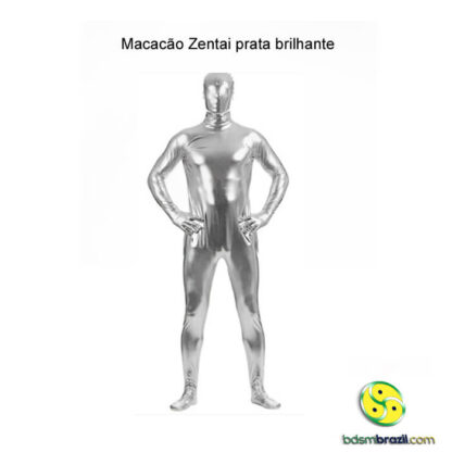 Macacão Zentai prata brilhante - Image 7