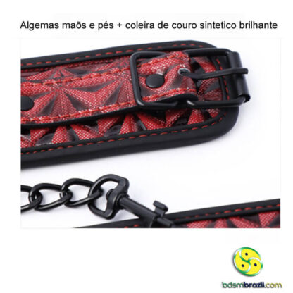 Algemas maõs e pés + coleira de couro sintetico brilhante - Image 6