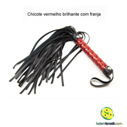 Chicote vermelho brilhante com franja - Image 3