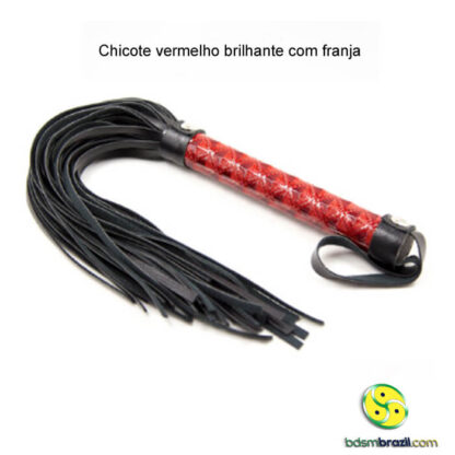 Chicote vermelho brilhante com franja - Image 4