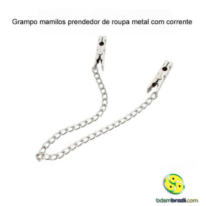 Grampo mamilos prendedor de roupa metal com corrente - Image 2