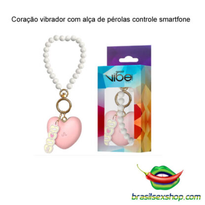 Coração vibrador com alça de pérolas controle smartfone