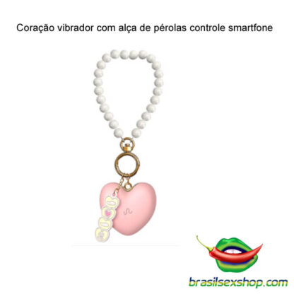 Coração vibrador com alça de pérolas controle smartfone