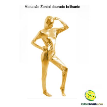 Macacão Zentai dourado brilhante