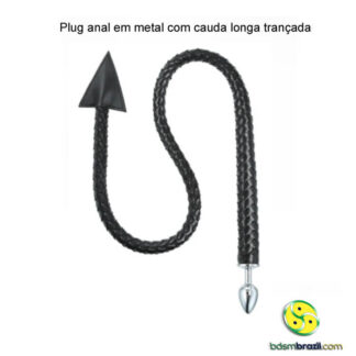 Plug anal em metal com cauda longa trançada