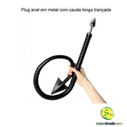 Plug anal em metal com cauda longa trançada - Image 2