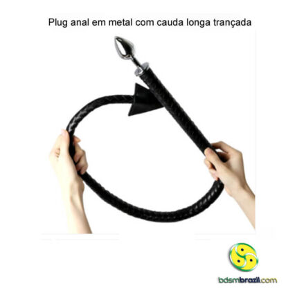 Plug anal em metal com cauda longa trançada - Image 3