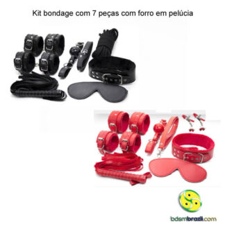 Kit bondage 7 peças com forro em pelúcia