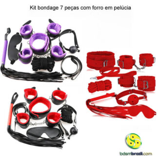 Kit bondage 7 peças com forro em pelúcia