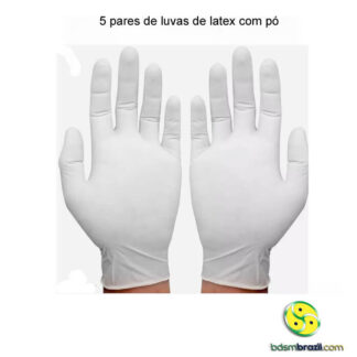 5 pares de luvas de latex com pó