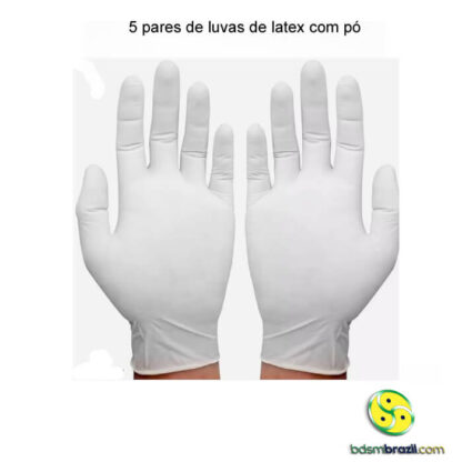 5 pares de luvas de latex com pó