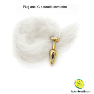 Plug anal G dourado com rabo