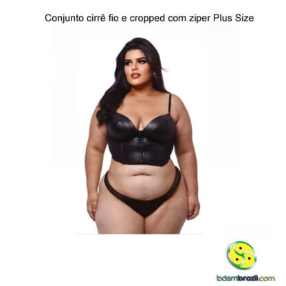 Conjunto cirrê fio e cropped com ziper Plus Size