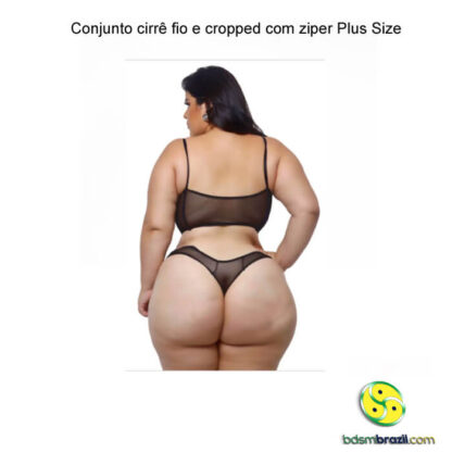 Conjunto cirrê fio e cropped com ziper Plus Size - Image 2