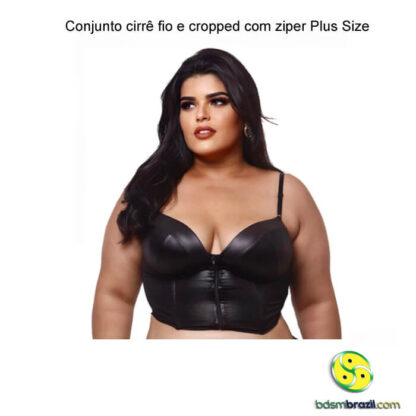 Conjunto cirrê fio e cropped com ziper Plus Size - Image 3